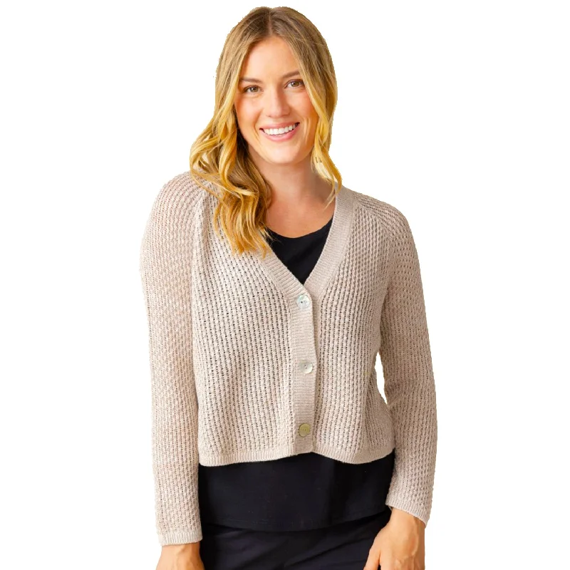Women's Habitat Coastal Crochet Cardigan Oatmeal Anti-Pilling Anti-Shrink Durable