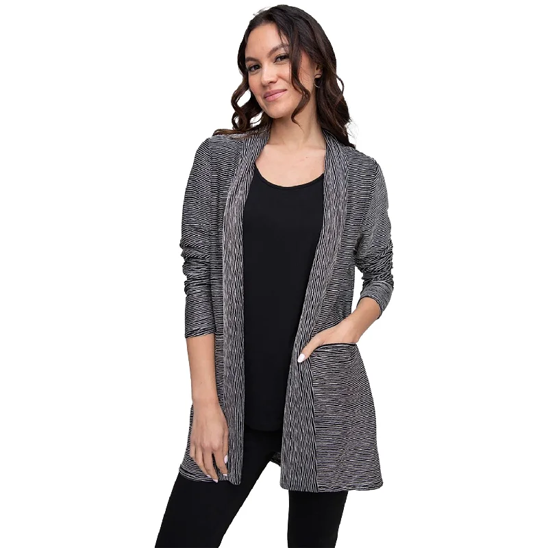 Women's Liv by Habitat Arty Stripe Swing Cardigan Winter White Chenille Blend Fleece Blend Nylon Blend
