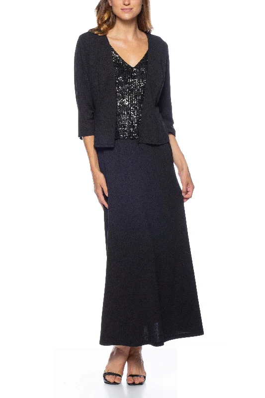 Marina 267988 - Sequin Bodice Dress with Jacket Oversized Jacket Tailored Jacket Straight Jacket