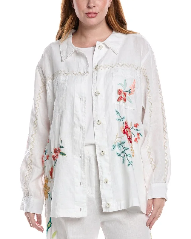 Johnny Was Plus Relaxed Linen Jacket Belted Jacket Elasticated Jacket Padded Jacket