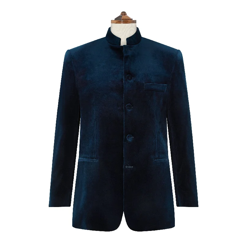 Darley French Navy Nehru Velvet Jacket Corduroy Jacket Velvet Jacket Brocade Jacket