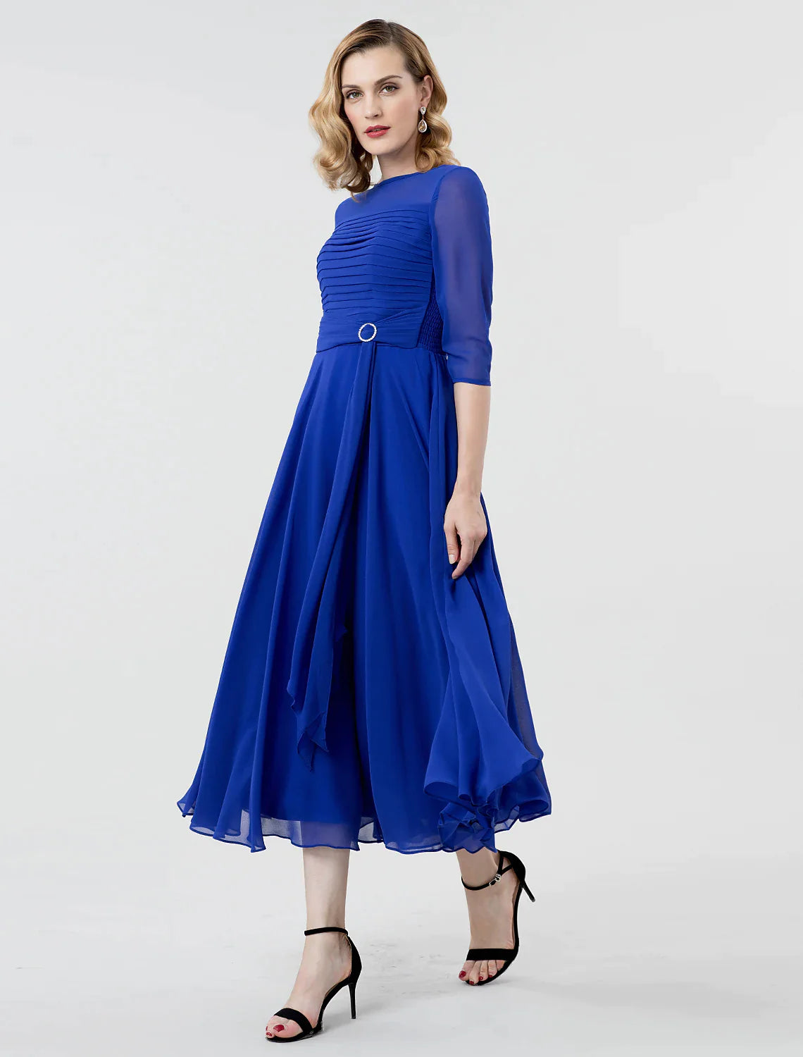 A-Line Elegant Evening Party Dress Boat Neck Length Sleeve Length Ruched Crystal Brooch Tunics Chinos classic A-Line Elegant Evening Party Dress Boat Neck Length Sleeve Length Ruched Crystal Brooch Tunics Chinos classic