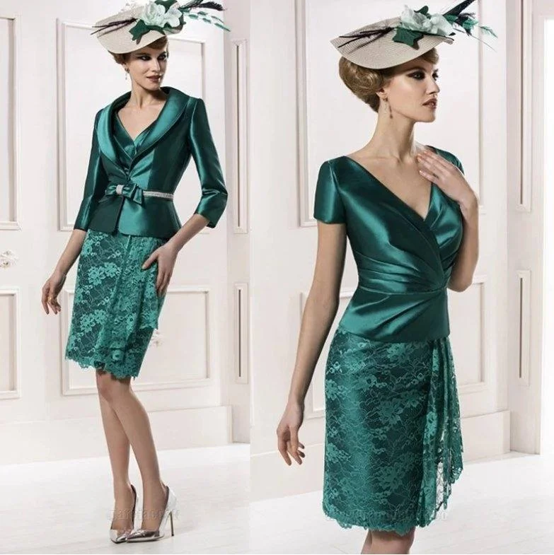 Green Mother Of The Bride Dresses Sheath Satin Lace With Jacket Short Wedding Party Dress Mother Dress For Wedding Tunics Fleece cozy Green Mother Of The Bride Dresses Sheath Satin Lace With Jacket Short Wedding Party Dress Mother Dress For Wedding Tunics Fleece cozy