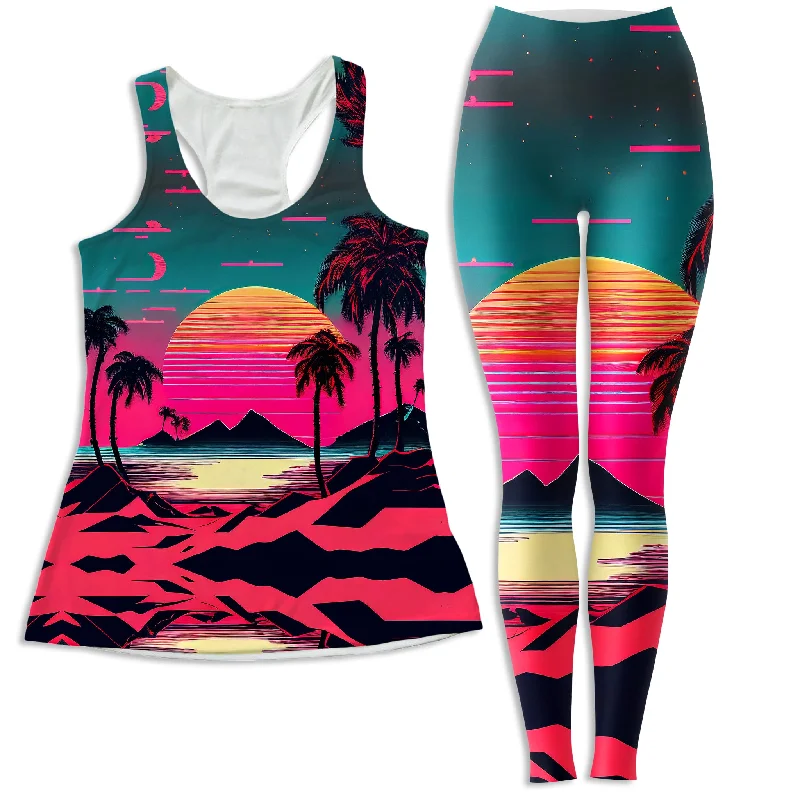 Beach Sunset Women's Tank and Leggings Combo crossback tank top