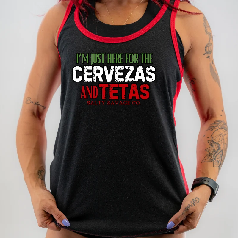 Salty Savage Ladies “CERVEZAS AND TETAS” Two Tone Racerback Tank | Cinco De Mayo Edition V2 relaxed fit tank