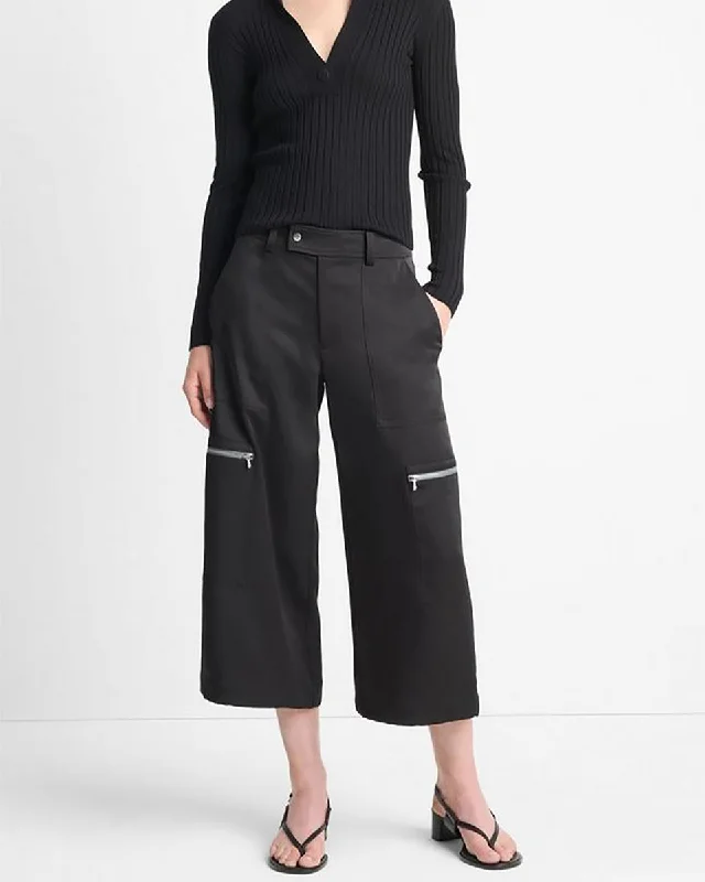 Low-Rise Satin Parachute Crop Pant Relaxed Linen Pants