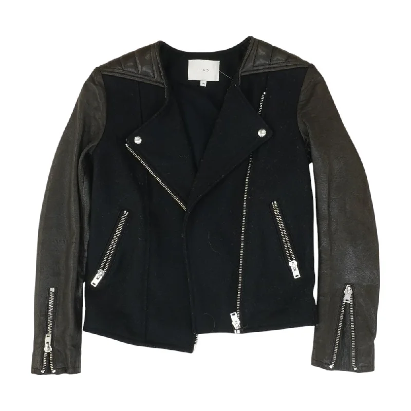 Leather and Wool Blend Jacket Toggled Jacket Drawstring Jacket Belted Jacket