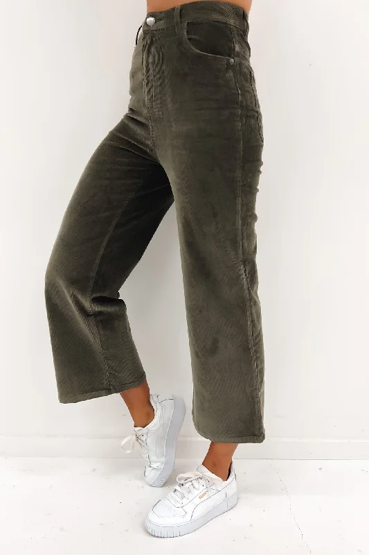 Camilla Cord Pant Khaki Elegant Silk Pants
