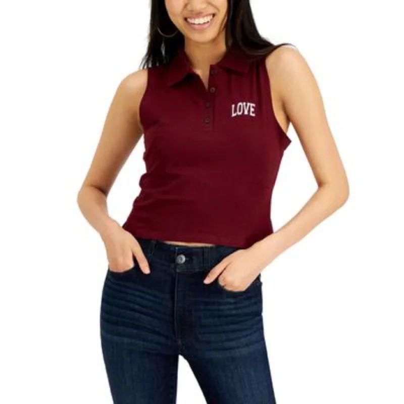 PLANET GOLD - Embroidered Polo Tank Top crossback tank top