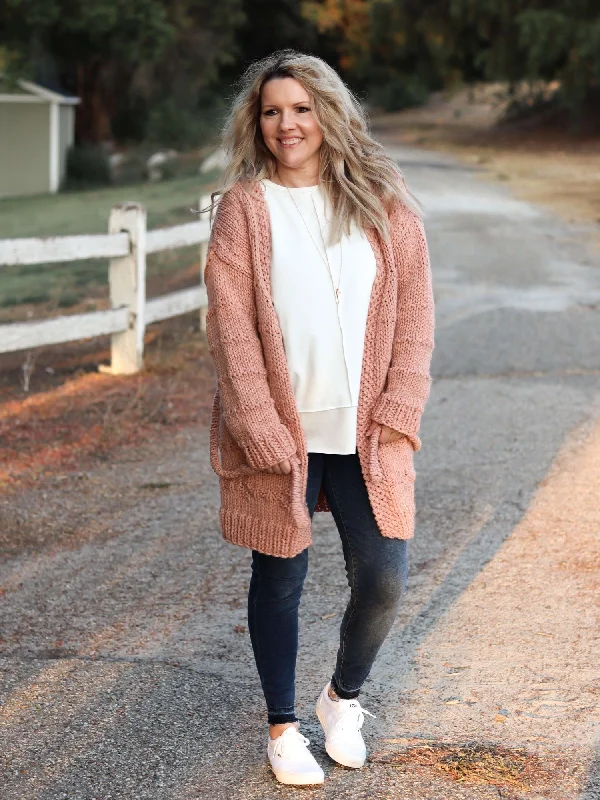 Knit Kit - Wrapped in Comfort Cardigan Solid Color Striped Floral Print