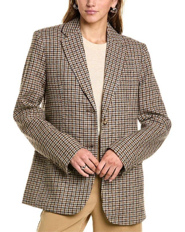 Sophie Rue Oxford Wool-Blend Suit Jacket Herringbone Jacket Checkered Jacket Solid Jacket