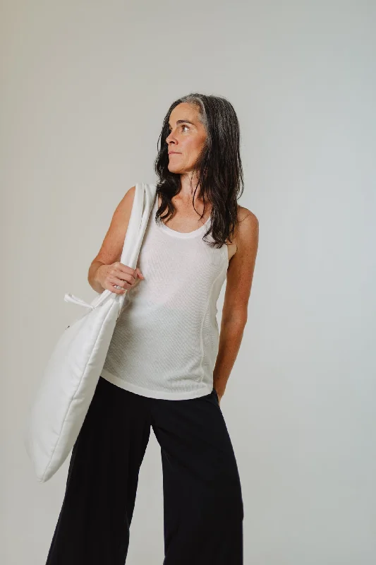Ribbed Tech Tank Top White lemon yellow tank