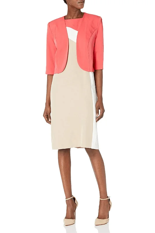 Maya Brooke 28061 - Two-Piece Quarter Sleeved Jacket Knee-Length Dress Wool Jacket Cashmere Jacket Tweed Jacket