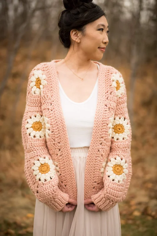 Crochet Kit - Cozy Days Daisy Cardigan Iron Safe Non-Iron Wrinkle Free