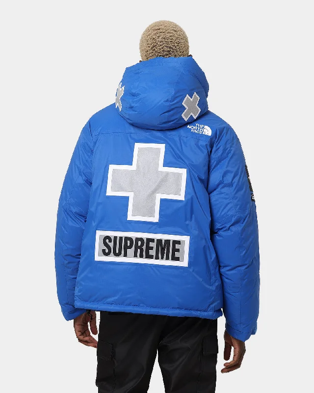 Supreme X The North Face Summit Baltoro Jacket Blue Zippered Front Buttoned Front Snap Front