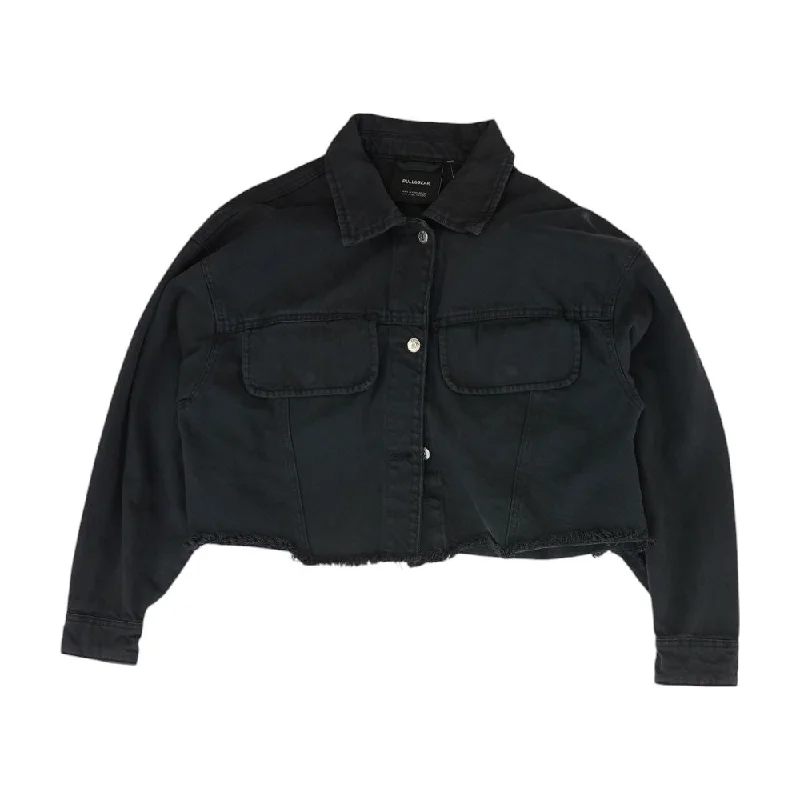 Black Solid Denim Jacket Chenille Fabric Brocade Fabric Lace Fabric