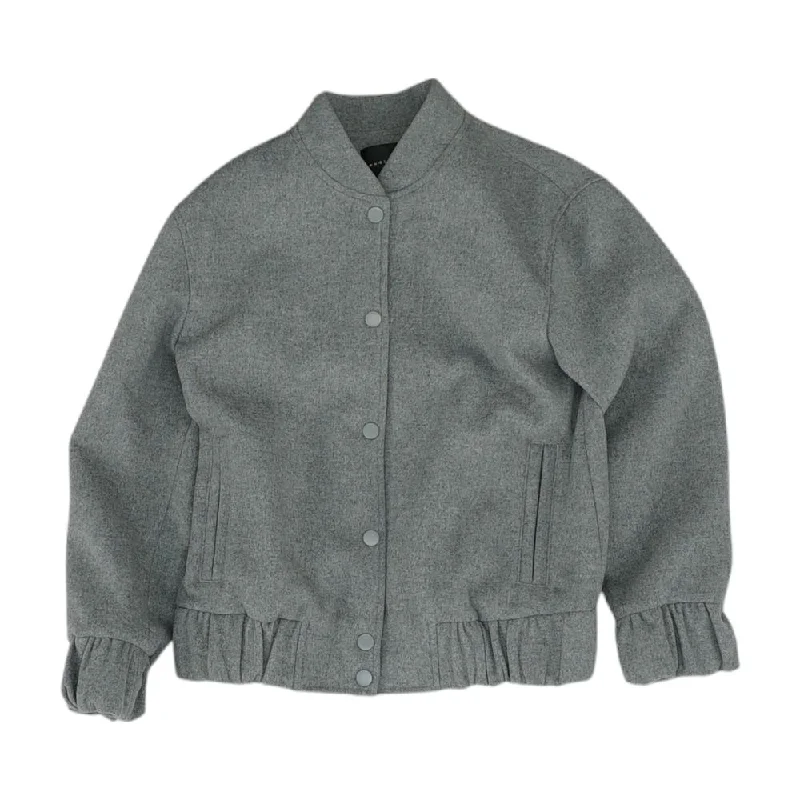 Gray Solid Lightweight Jacket Denim Fabric Leather Fabric Suede Fabric