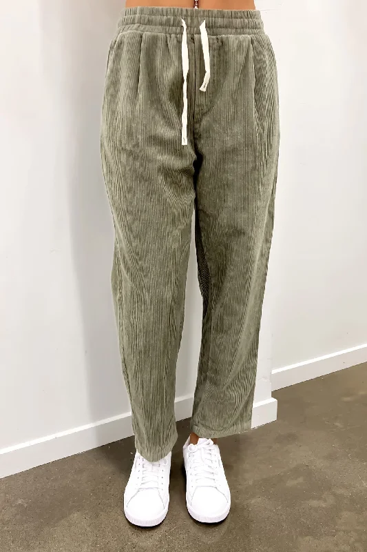 Joel Cord Pant Sage Relaxed High-Waist Trousers
