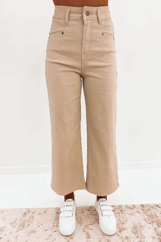 Hilary Pant Beige Casual Plaid Pants