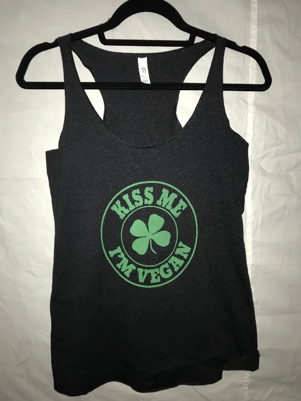 Kiss Me I'm Vegan Tri-Blend Racerback Tank sleep tank top