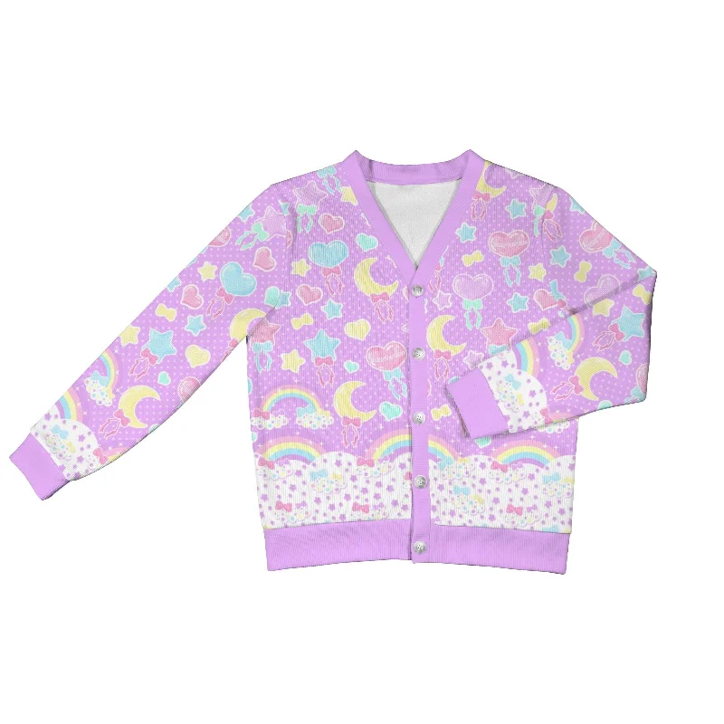 Pastel Party Women's Ribbed Button Up Cardigan (Lavender) Terry Terry Cloth Terry Knit Pastel Party Women's Ribbed Button Up Cardigan (Lavender) Terry Terry Cloth Terry Knit