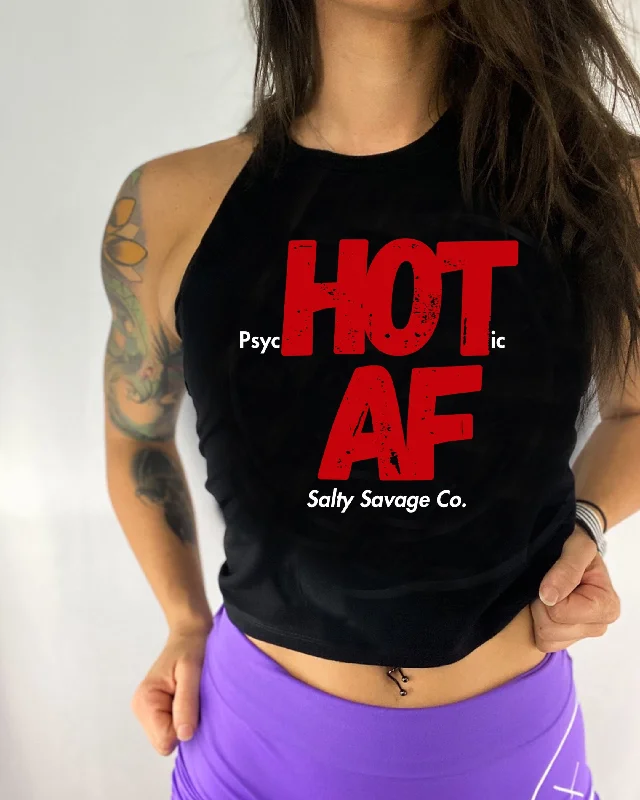 Salty Savage Ladies "Psychotic AF" Flowy Crop Tank peekaboo tank top