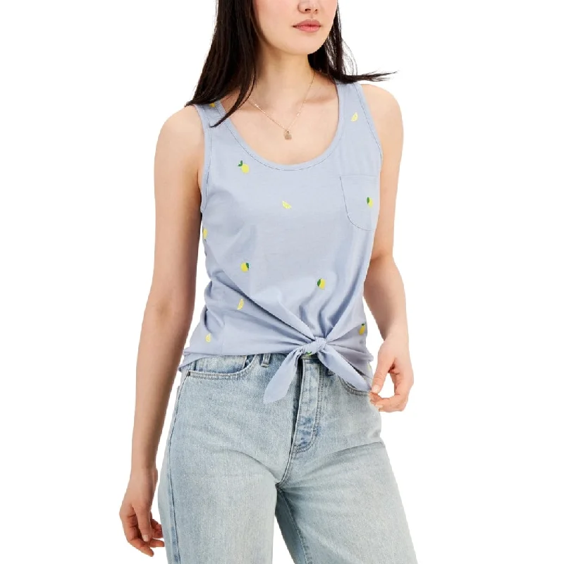 REBELLIOUS ONE - Lemon Graphic Print Tie Hem Tank Top tie dye tank