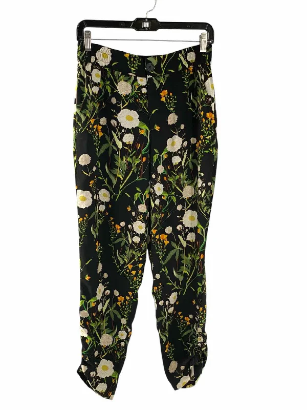 Cabi Size S Black Multi Floral Pants Fashionable Tapered Leg Pants
