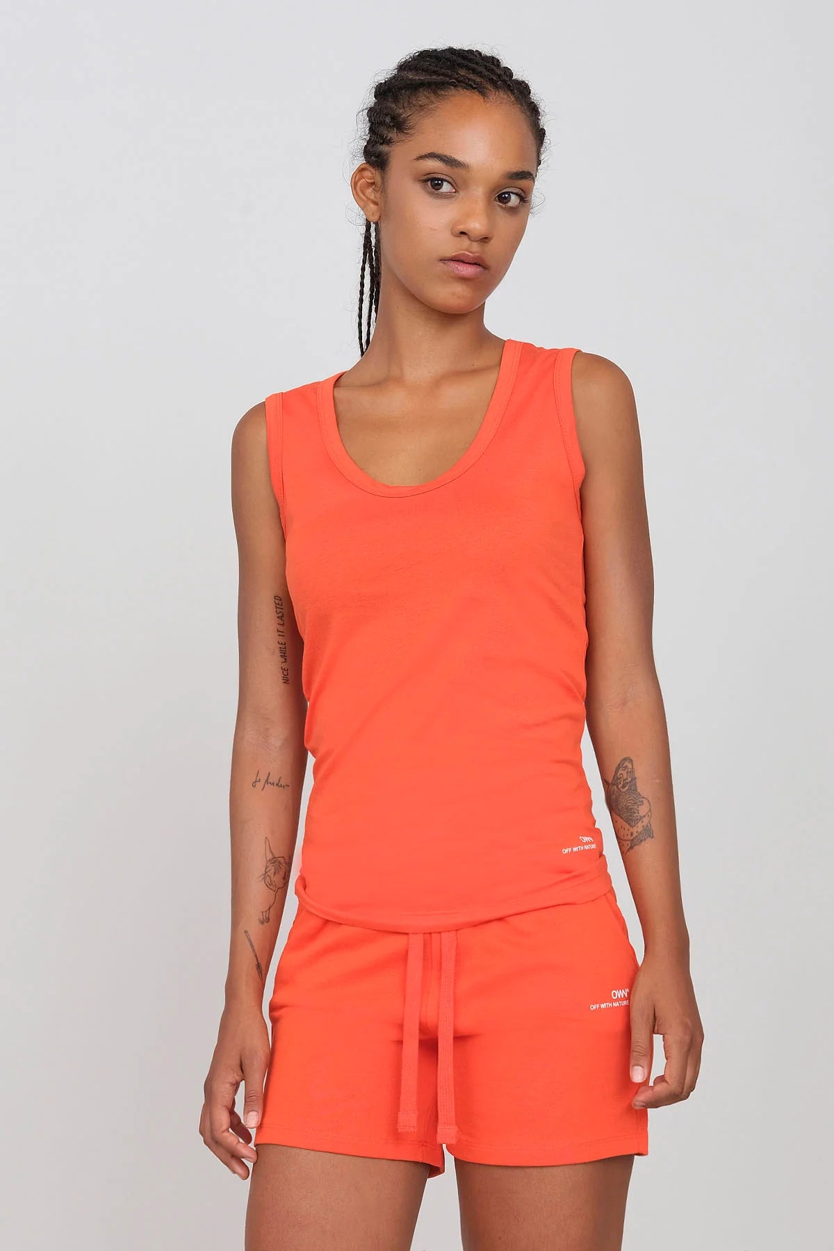 Women's Deep Neck Tank Top Tomato rhinestone tank top