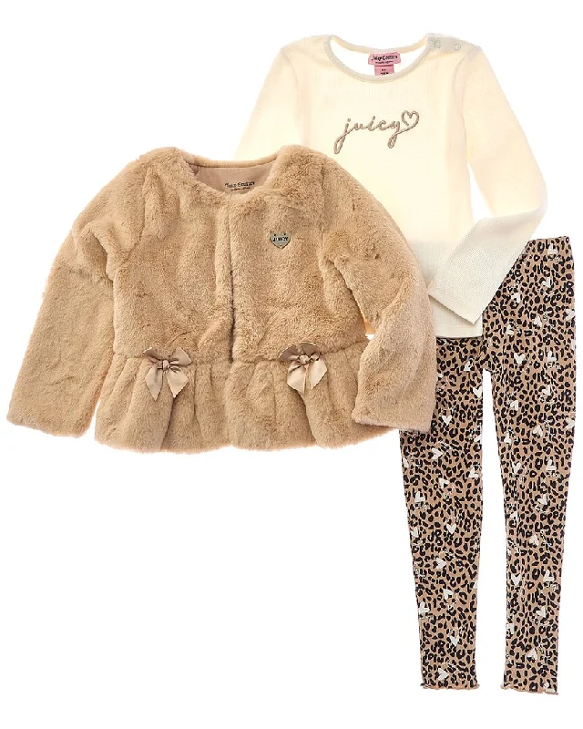 Juicy Couture 3pc Jacket, Top & Legging Set Belted Jacket Elasticated Jacket Padded Jacket