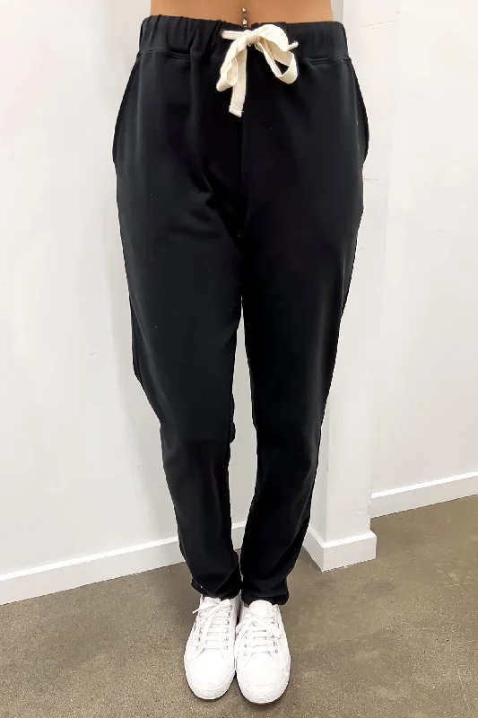 Monday Pant Black Trendy Wide-Legged Trousers