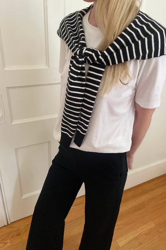 STRIPED CARDIGAN EFFECT SCARF Tailored Straight A-Line