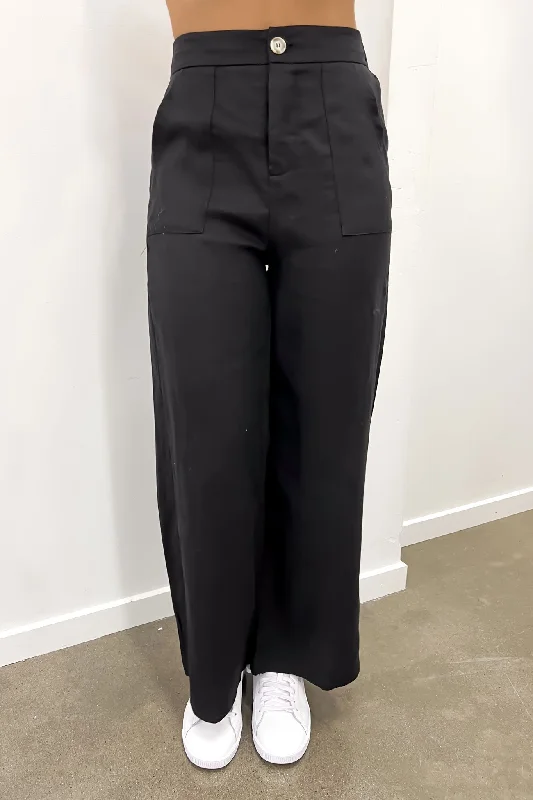 Jude Linen Pant Black Cozy Fitted Pants