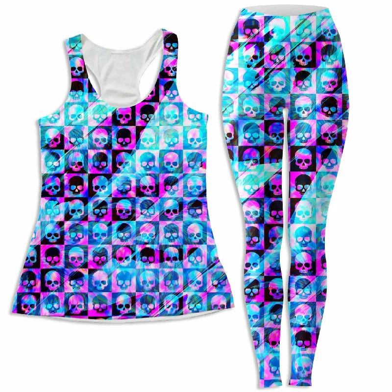 Skull Fam Blue Women's Tank and Leggings Combo baby blue tank