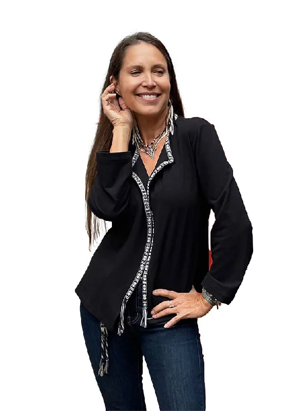 Coastal Trim Cardigan Open Front Closed Front Wrap Front