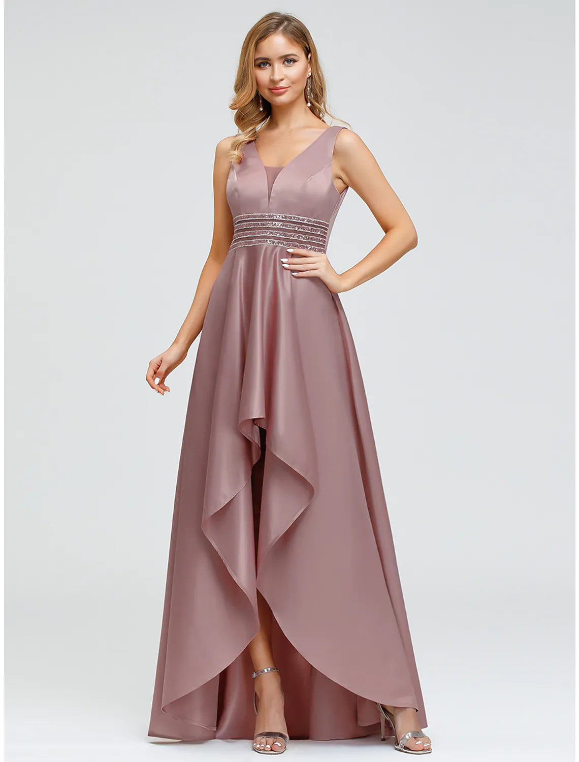 A-Line Elegant Wedding Guest Cocktail Party Dress V Neck V Back Sleeveless Asymmetrical Polyester with Crystals Beading Tunics Gym athletic A-Line Elegant Wedding Guest Cocktail Party Dress V Neck V Back Sleeveless Asymmetrical Polyester with Crystals Beading Tunics Gym athletic