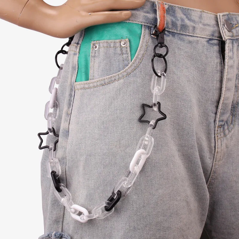 Kawaii Black Star Acrylic Key Chains - Belt Loop Pants Chain Comfortable Maternity Pants