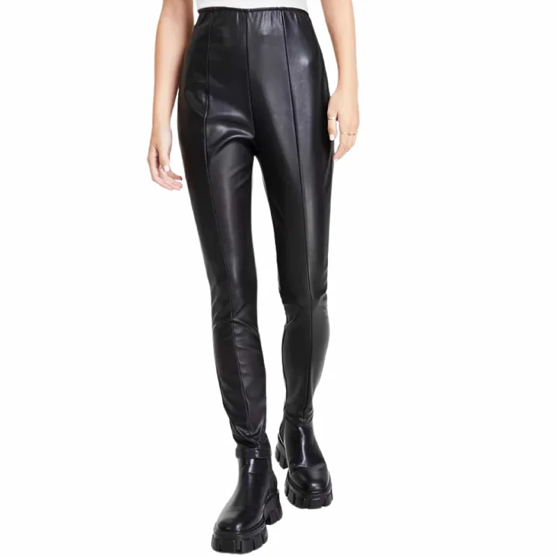 TINSELTOWN - Faux Leather High-Rise Skinny Pants Stylish Slim Trousers