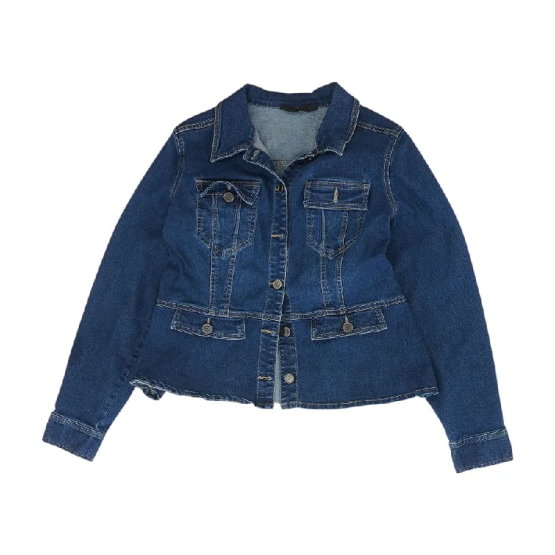 Blue Solid Denim Jacket Nylon Fabric Polyester Fabric Spandex Fabric
