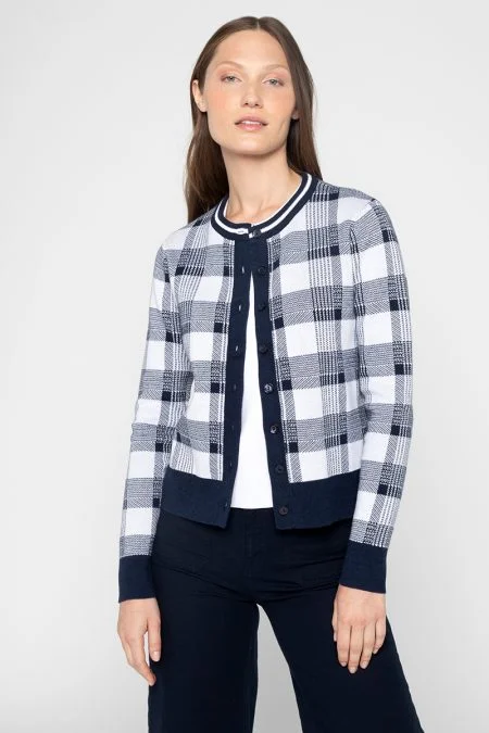 Kinross Cashmere Plaid Cardigan Anti-Pilling Anti-Shrink Durable