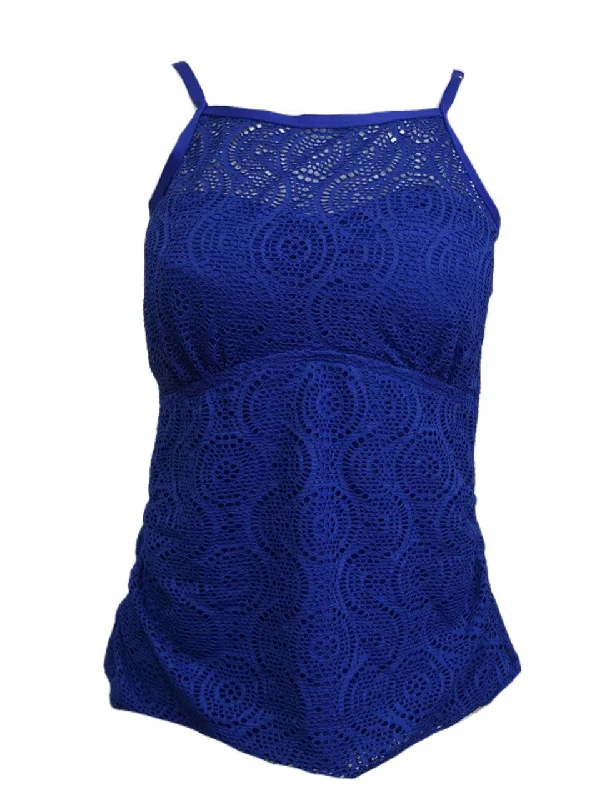 24 & OCEAN Women's Blue High Neck Lace Tankini Swim Top #386 Medium NWT Bold Swimsuit Design 24 & OCEAN Women's Blue High Neck Lace Tankini Swim Top #386 Medium NWT Bold Swimsuit Design