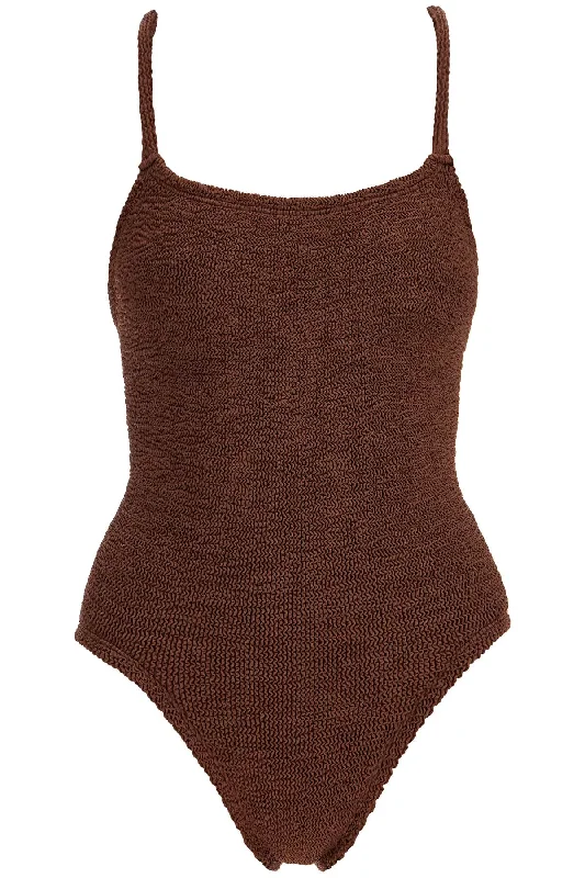 One-piece Swimsuit B  - Brown Sleek Mesh Bikini