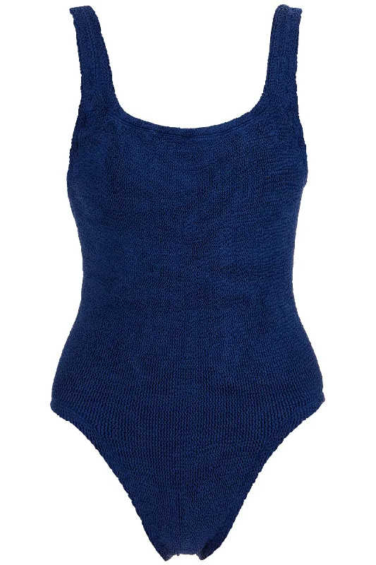One-piece Square Neck Swims  - Blue Retro-Inspired Bikini Set