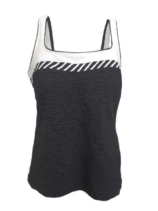 ACTIVE SPIRIT Women's Black Colorblock Round Neck Swim Tankini Top #80110 16 NWT Elegant Ruffled Bikini ACTIVE SPIRIT Women's Black Colorblock Round Neck Swim Tankini Top #80110 16 NWT Elegant Ruffled Bikini