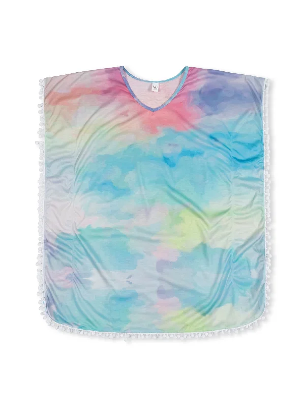 Alexa Tie Dye Kaftan Swim Coverup Tropical Print One-Piece
