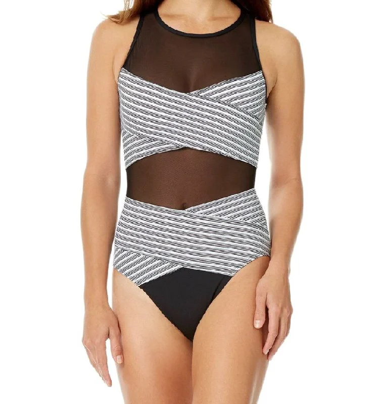 ANNE COLE Women's Black Removable Cups One Piece Swimsuit #01819 14 NWT Swimsuit with Skirt