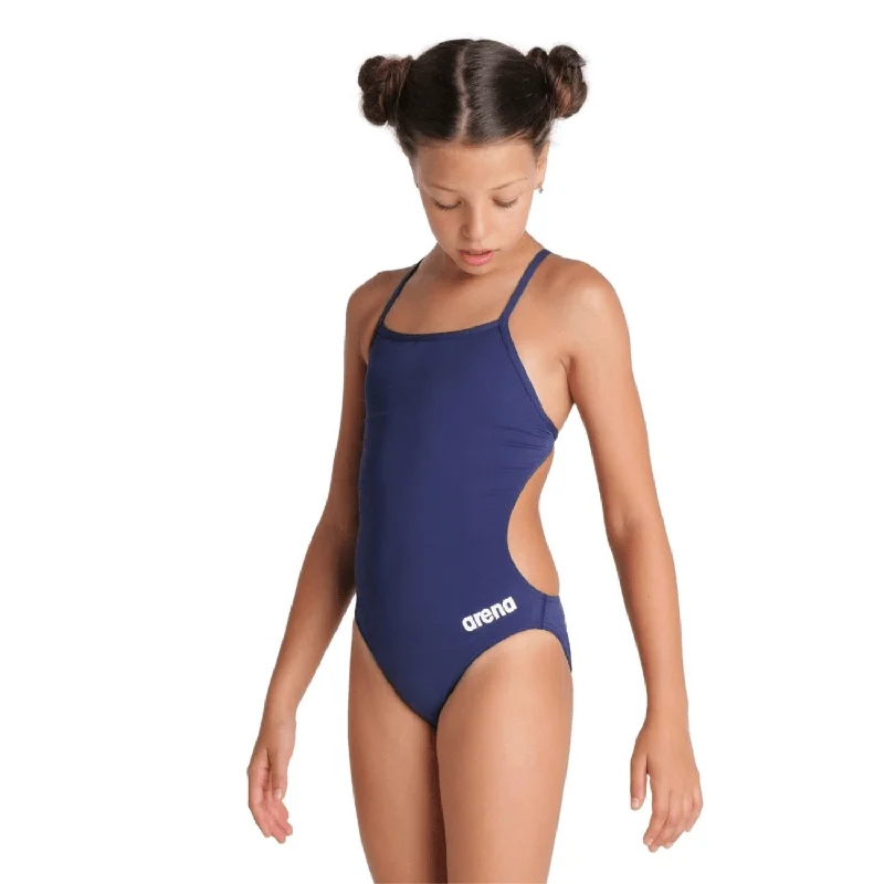 Arena Girls Team Swimsuit Challenge Solid - Navy/White Halter Neck Swimsuit