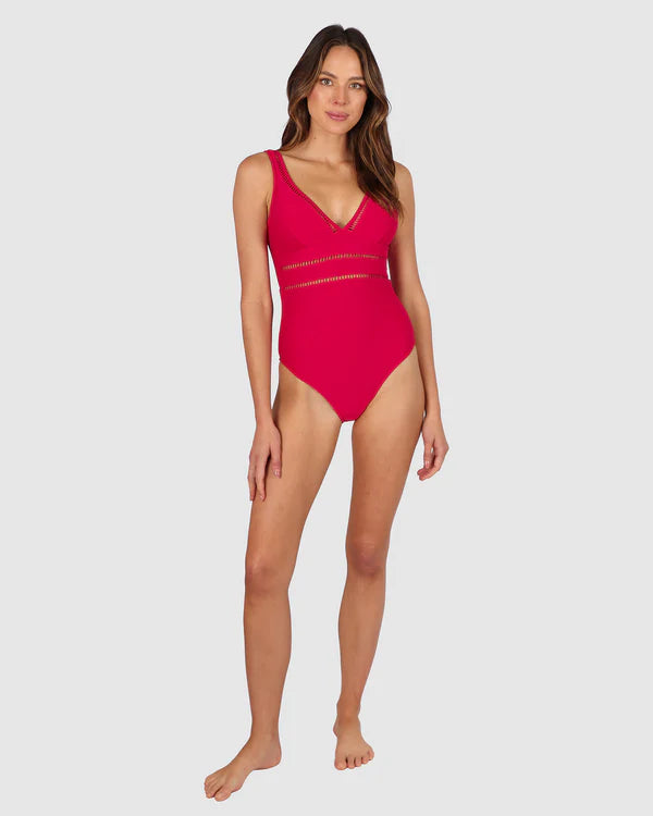 Rococco Longline One Piece Swimsuit - Cherry Mesh Detail Bikini