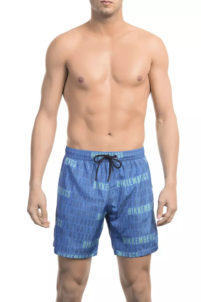 Bikkembergs Blue Polyester Men Swim Shorts Quick-Dry Tankini