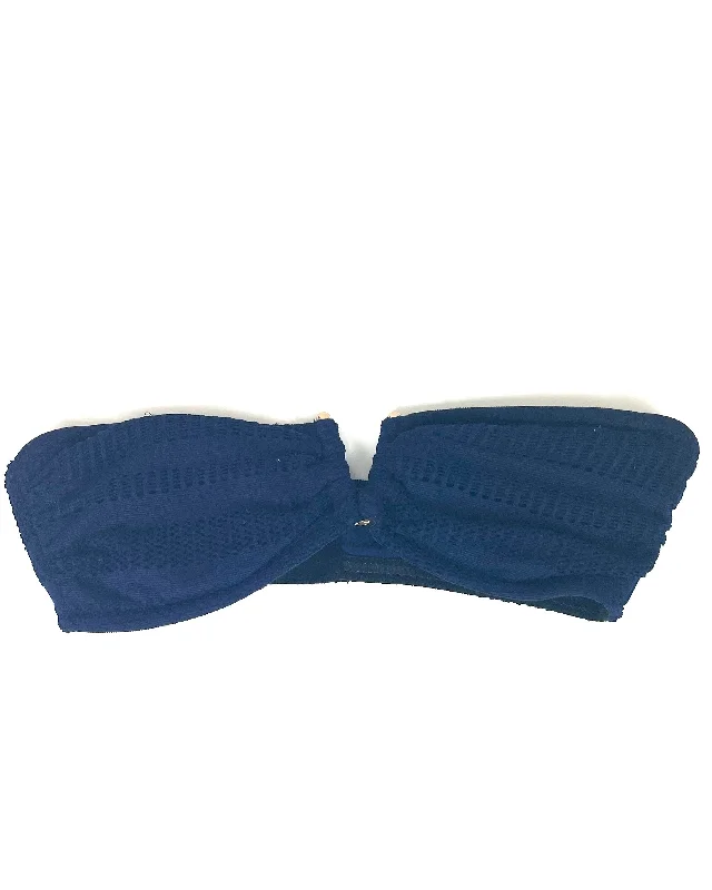 Blue Bandeau Swim Top - Small Reversible Bikini Set